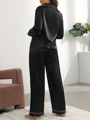 Colorblock Contrast Trim Pajama Set Long Sleeve & Pants