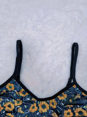 Floral Print Unlined Bra & Brief 2pcs Set