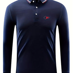 Men's Abstract Print Long Sleeve Polo Shirt Casual for Spring Fall
