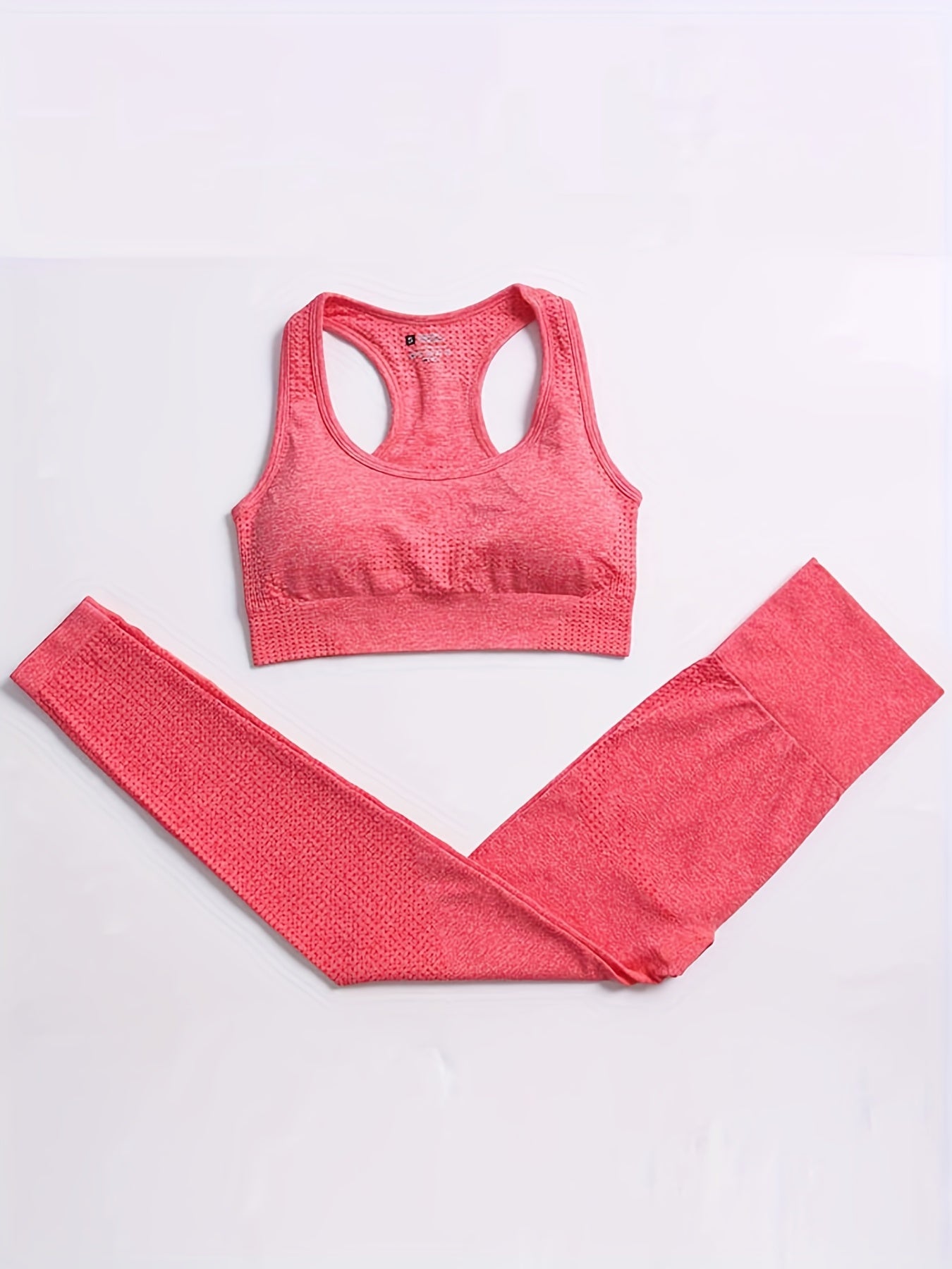 U Neck Sports Bra & High Waist Leggings Set - Fitness Workout Gym Activewear