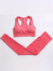 U Neck Sports Bra & High Waist Leggings Set - Fitness Workout Gym Activewear