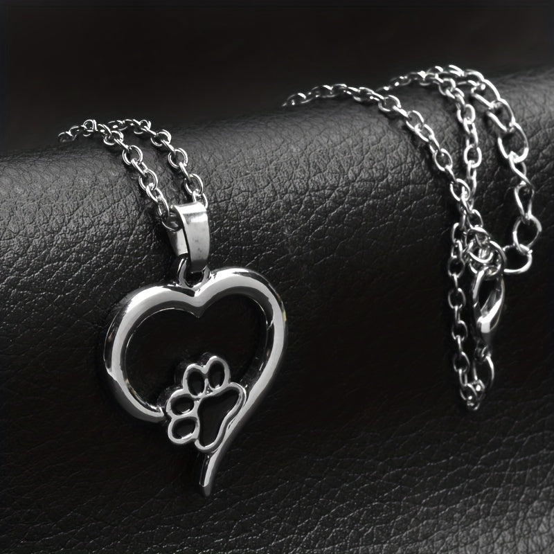 Dog Paw Print Necklace Heart Pet Memorial Gift