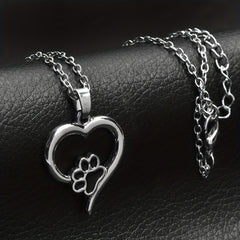 Dog Paw Print Necklace Heart Pet Memorial Gift