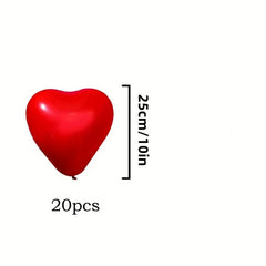 20pcs Red Heart Balloons - Valentine's Wedding Anniversary Engagement