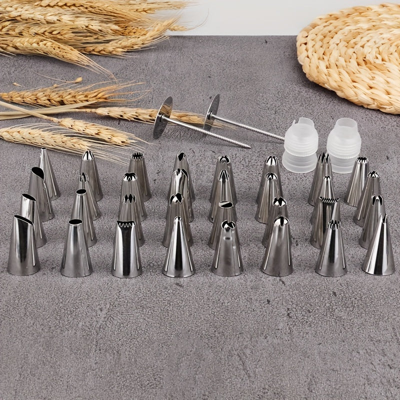 38pcs Stainless Steel Piping Nozzle Set with Storage Box for Baking