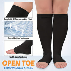 4 Pairs Open Toe Copper Compression Socks 15-25 mmHg