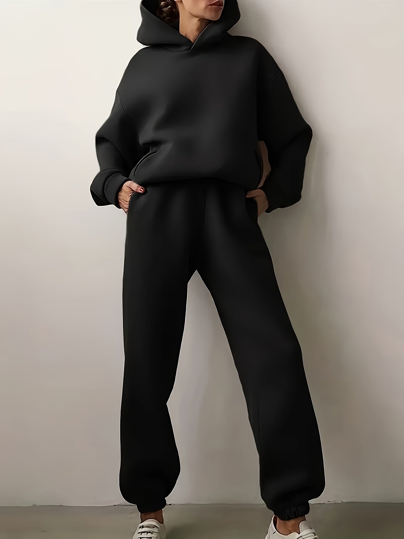 Women's Solid Hoodie & Joggers 2 Piece Set
