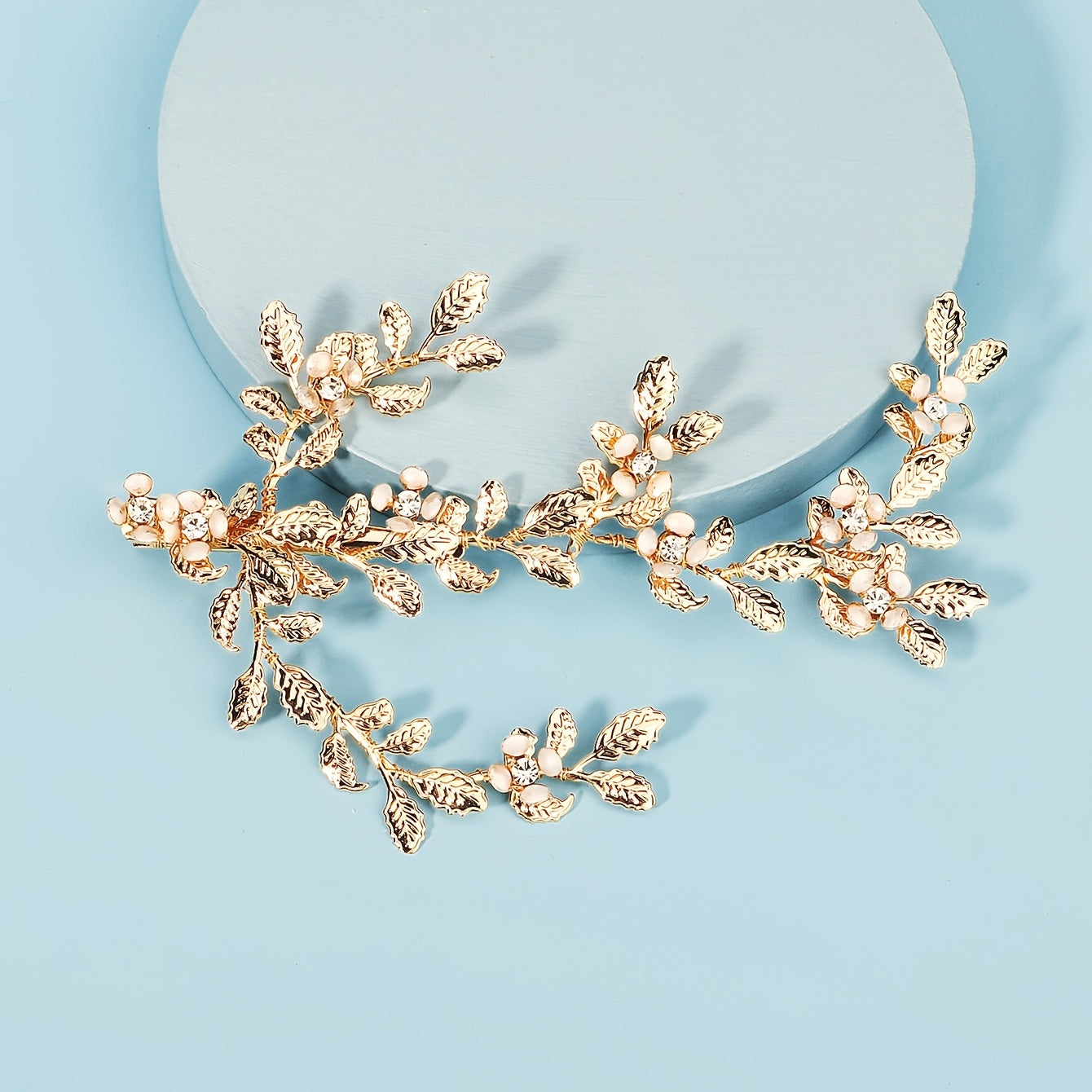 Crystal Flower Leaf Headband for Bride