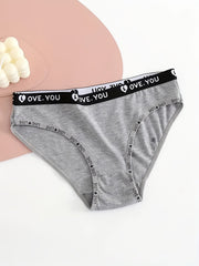 5pcs Letter Print Briefs Comfy & Breathable Stretchy Panties