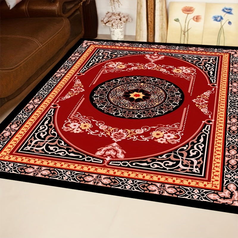 Vintage Red Non Slip Soft Faux Sheepskin Floor Mat