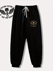 Skull Letter Print Drawstring Sweatpants Loose Fit Pants Men's Casual Joggers