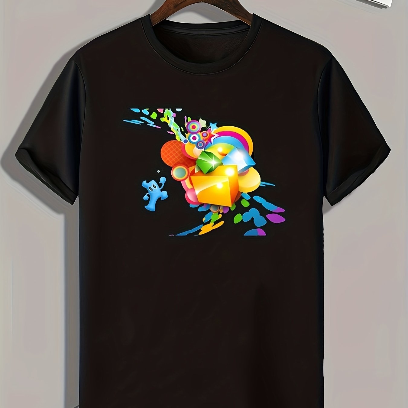 Cartoon Pattern Print Men's Sports T-shirt - Outdoor Fitness Clothing