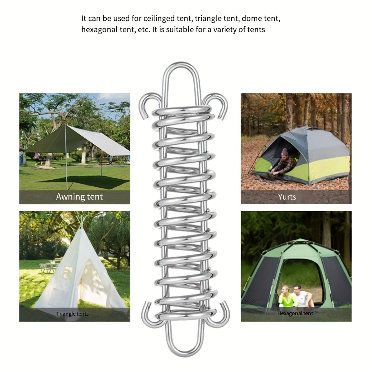 1pc Tent Wind Spring Wind Rope Buckle Stainless Steel Awning Fixed