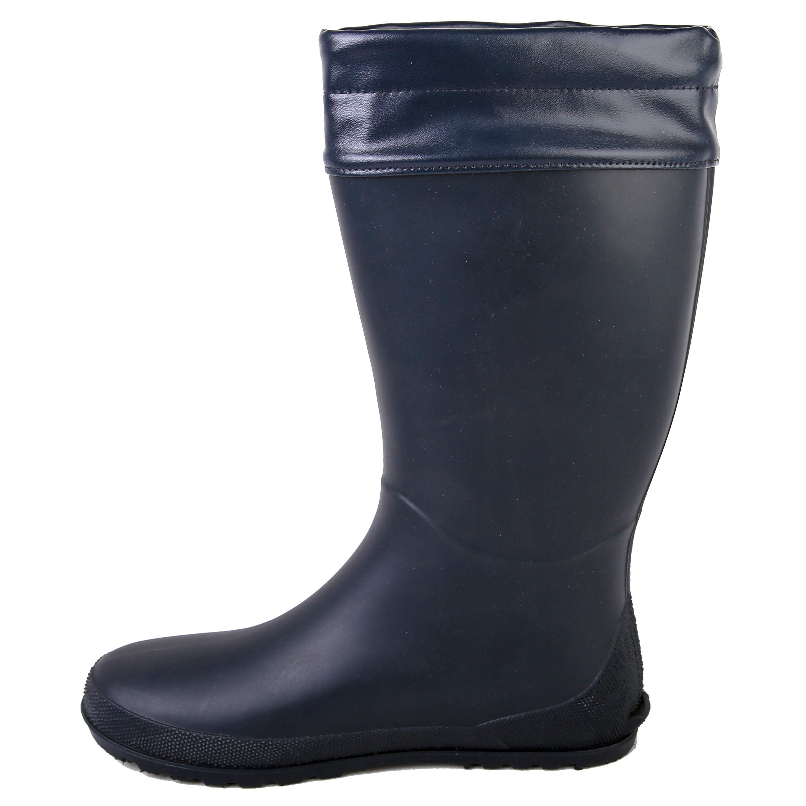 Waterproof PVC Round Toe Flat Rain Boots Lightweight Comfortable