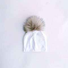Faux Fur Pom Pom Baby Hat for Newborn Photos