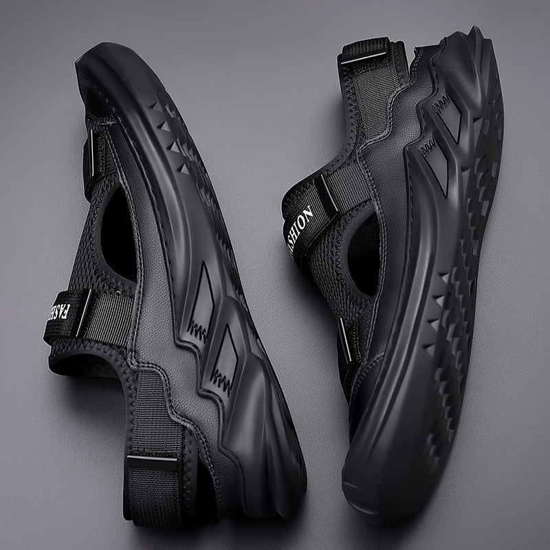 Men Letter Graphic Sport Sandals Hook and Loop Fastener Non-Slip Beach Shoes
