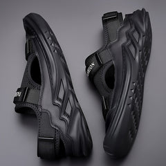 Men Letter Graphic Sport Sandals Hook and Loop Fastener Non-Slip Beach Shoes
