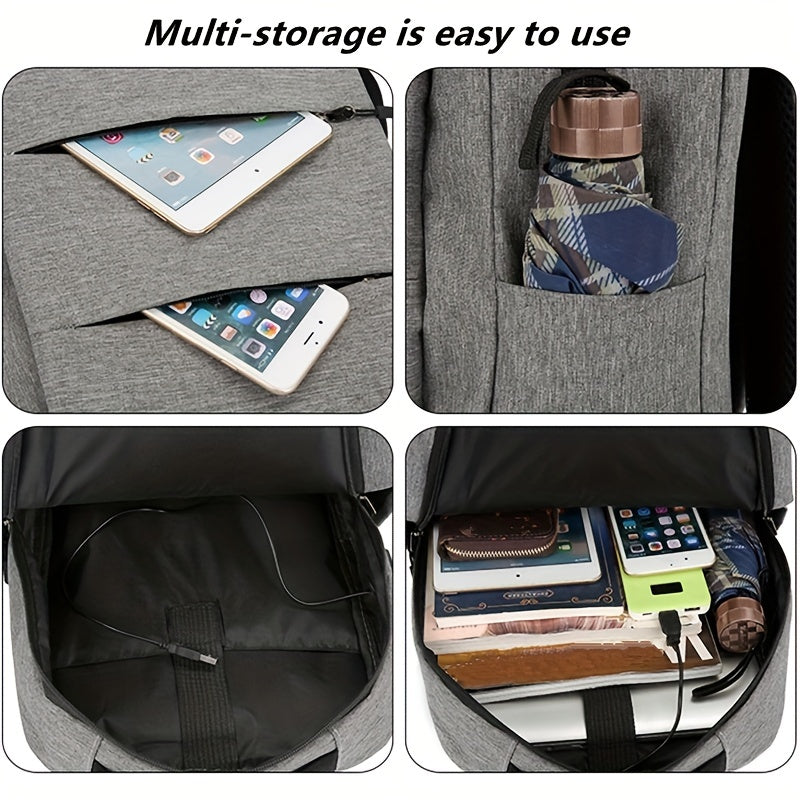 Business Laptop Backpack Canvas Travel Schoolbag with Crossbody Bag