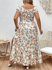Women's Floral Print Puff Sleeve Maxi Dress