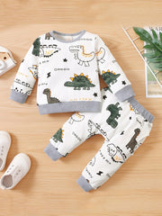 Toddler Baby 2pcs Dinosaur Pullover Sweatshirt & Pants Set