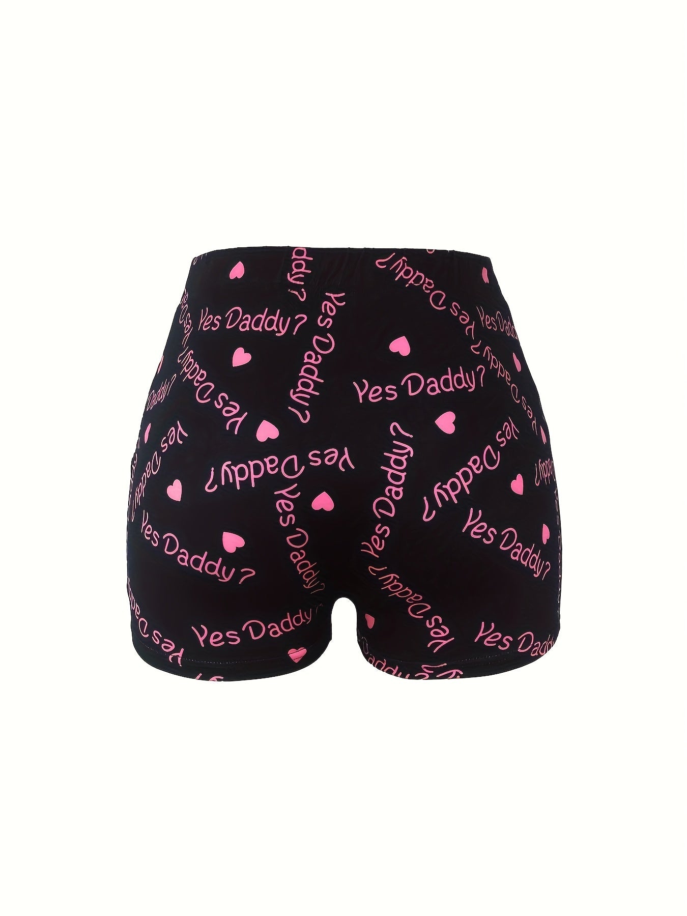 Women's Plus Heart & Slogan Print High Rise Skinny Shorts