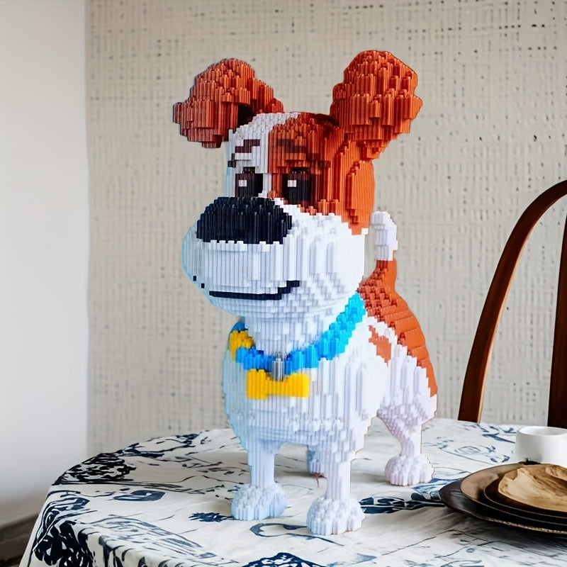 5369pcs Dog Building Blocks DIY Puzzle Brown Pixelated Interlocking Bricks