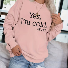 Cold Letter Print Pullover Sweatshirt for Women