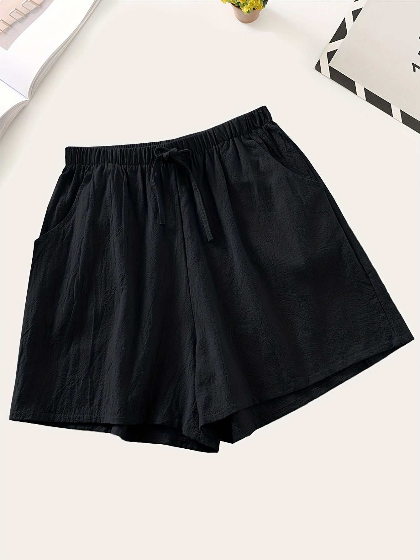 Solid Drawstring Waist Shorts for Spring & Summer Women's Clothing