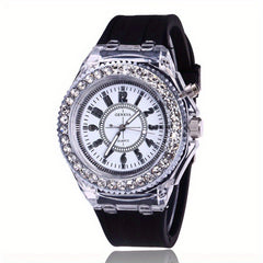 LED Rhinestone Luminous Quartz Watch - Assorted Colors