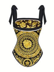 Reversible Bikini Set Women's Plus Floral Print Tie Shoulder Swimsuit