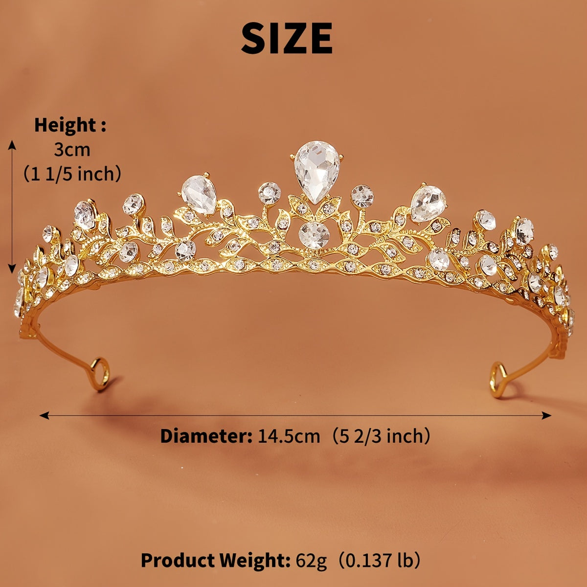Crystal Princess Tiara for Girls Rose Golden