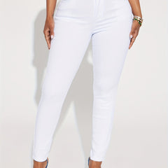 High Waist Skinny Jeans Slash Pockets Slim Fit High Rise Denim Pants