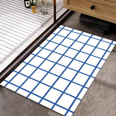 Plaid Pattern Bath Rug Soft Absorbent Non-slip Bath Mat Diatom Mud Material