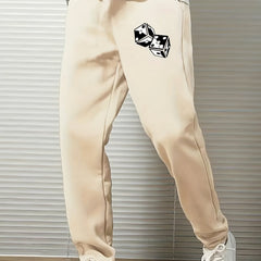 Dice Print Men's Sports Pants Drawstring Joggers Comfortable Trousers