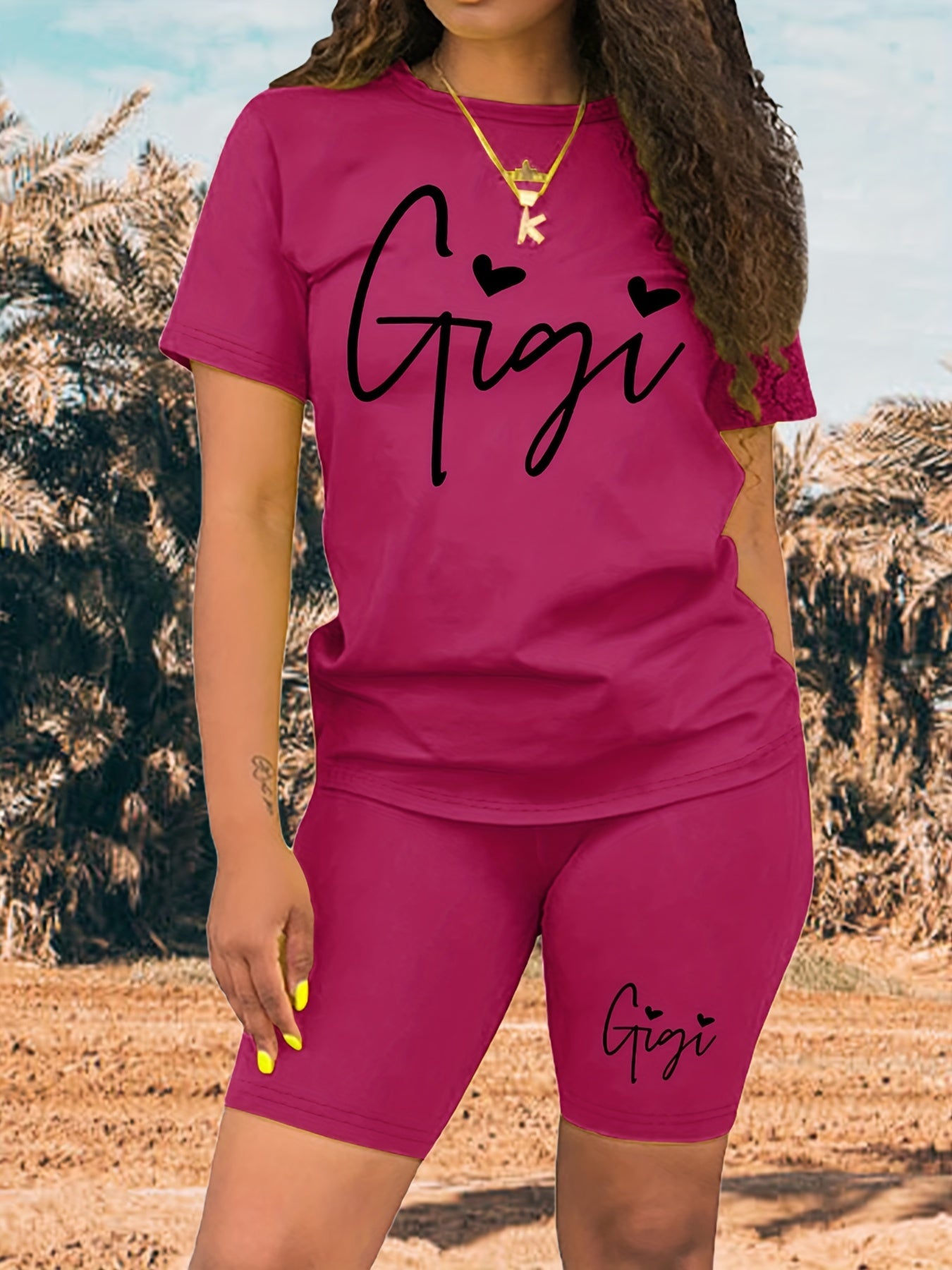 Sporty Two-piece Set Casual T-shirt & Shorts Outfit