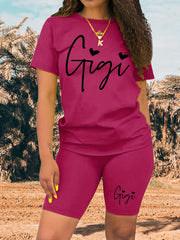 Sporty Two-piece Set Casual T-shirt & Shorts Outfit