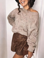Casual Sweater Women's Solid Hollow Out Long Sleeve