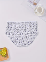 5 Pack Plus Size Panties Set Women's Plus Ditsy Floral Print Soft Briefs