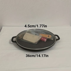 Cast Iron Pizza Pan with Lid 35 for Cooking Baking Grilling Kitchen Utensils