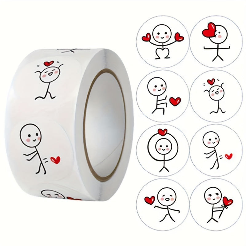 1000pcs Love Stickers 2 Rolls Cartoon Journal Diary Round Creative Label
