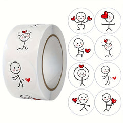1000pcs Love Stickers 2 Rolls Cartoon Journal Diary Round Creative Label