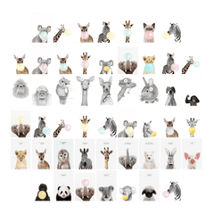 50pcs Cartoon Animal Postcard Set for Kids' Rooms, Collage Art, Wall Decor