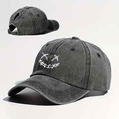 Ghost Face Ponytail Baseball Cap Embroidery Washed Distressed Dad Hats