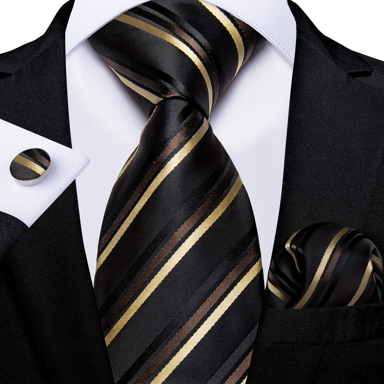 Solid Striped Silk Wedding Tie Gift Set Business Neck Tie