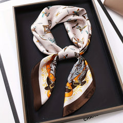 Vintage Geometric Print Square Scarf Bandana Boho Satin Necke...