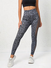 Leopard Print Hollow Out Sports Leggings High Waist Yoga Pants