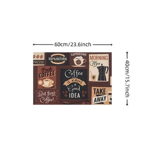 Retro Kitchen Mat Coffee Pattern Carpet Rectangular Polyester Rug