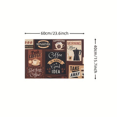 Retro Kitchen Mat Coffee Pattern Carpet Rectangular Polyester Rug