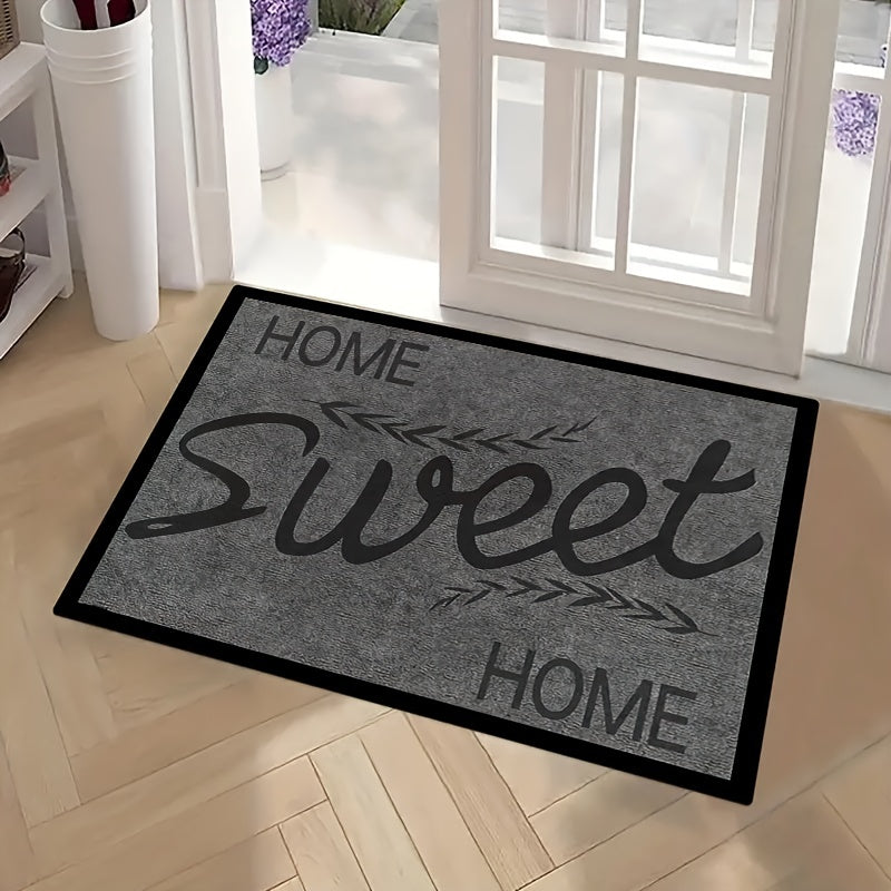 1pc Grey Welcome Doormat Non slip Floor Rug Mat Outdoor Indoor Entrance Mat
