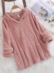 Fleece Solid Hoodie Long Sleeve Sweatshirt